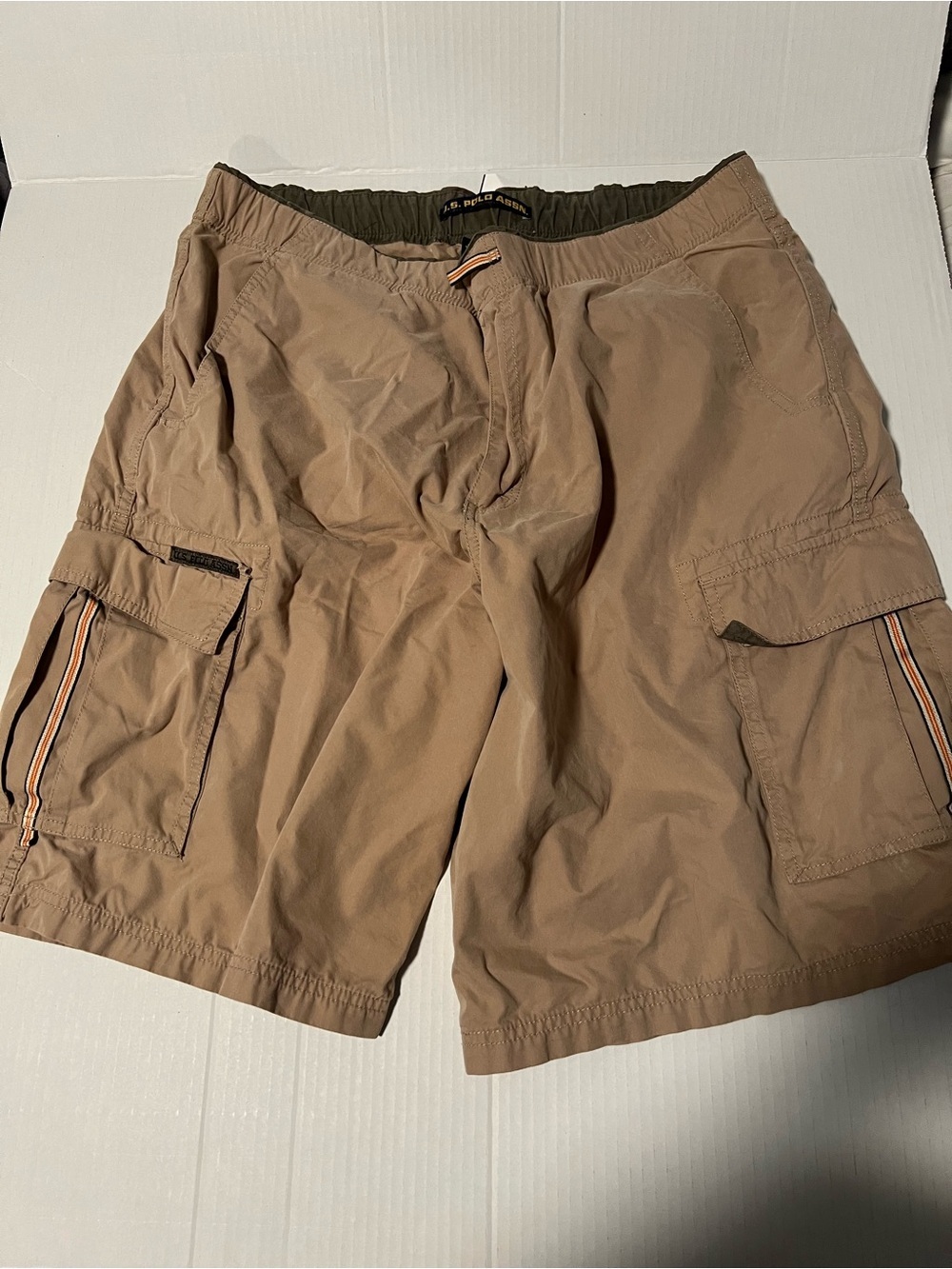 U.S. Polo Assn. Tan Cargo Shorts with Stripe Details